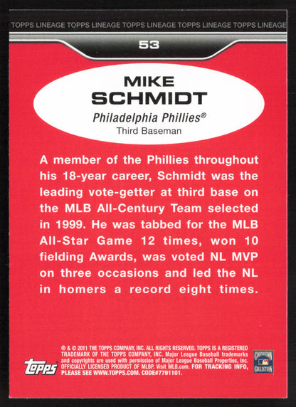 2011 Topps Lineage #53 Mike Schmidt