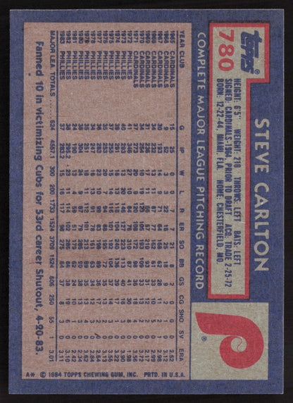 1984 Topps #780 Steve Carlton