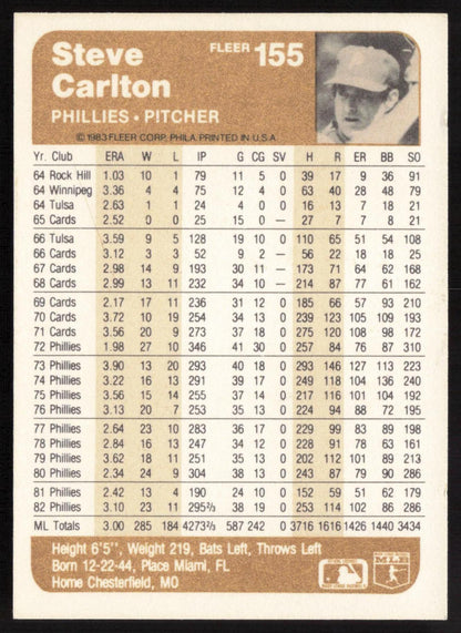 1983 Fleer #155 Steve Carlton