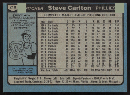 1980 Topps #210 Steve Carlton