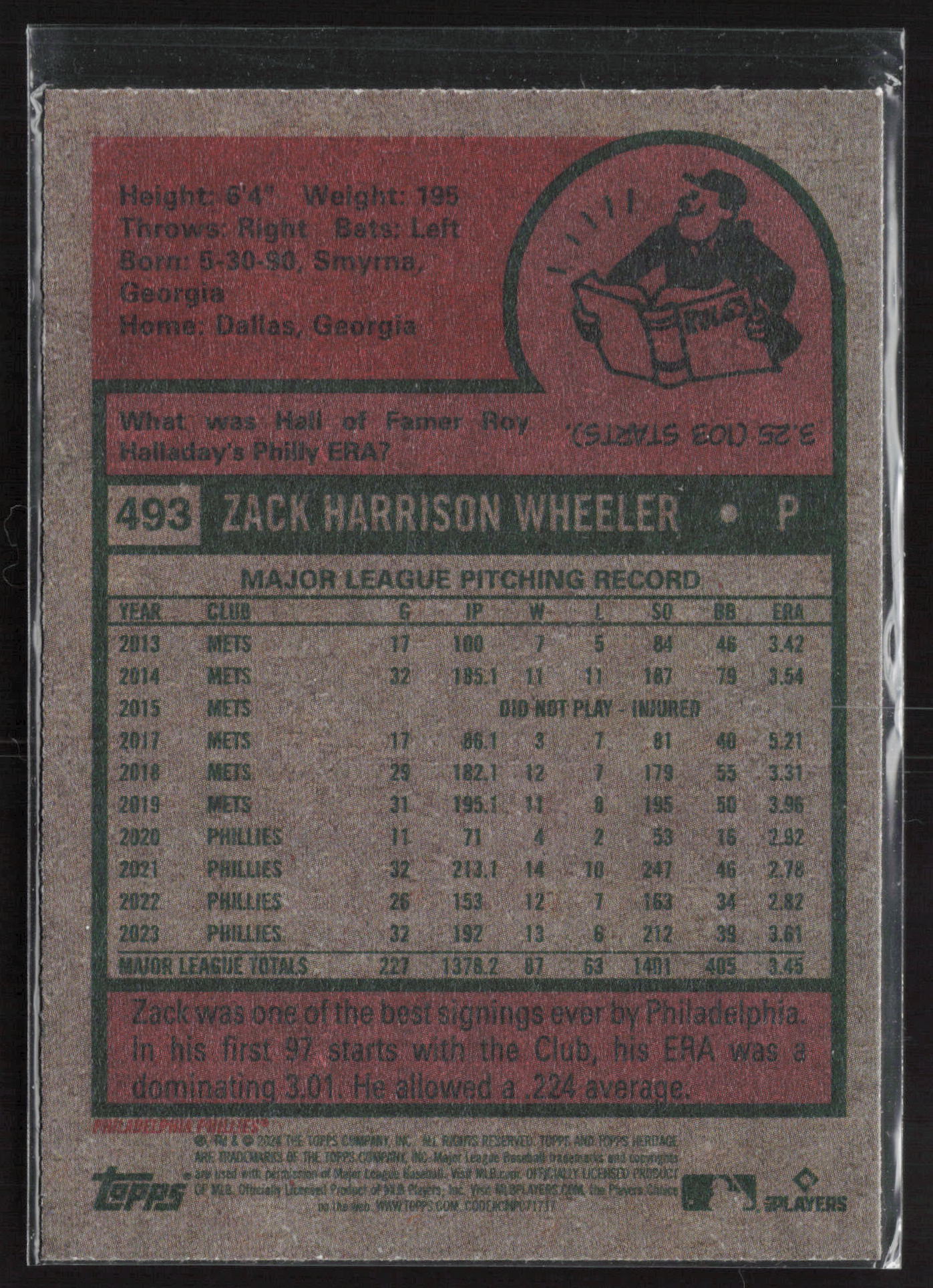 2024 Topps Heritage #493 Zack Wheeler