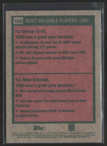 2024 Topps Heritage #195 1980 MVPs (George Brett / Mike Schmidt)