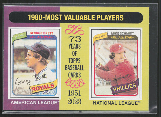 2024 Topps Heritage #195 1980 MVPs (George Brett / Mike Schmidt)