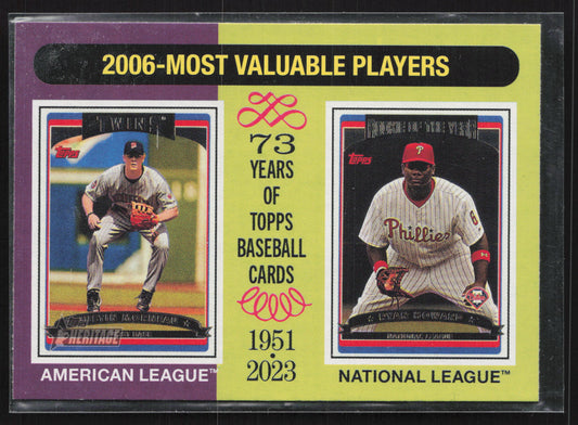 2024 Topps Heritage #203 2006 MVPs (Justin Morneau / Ryan Howard)