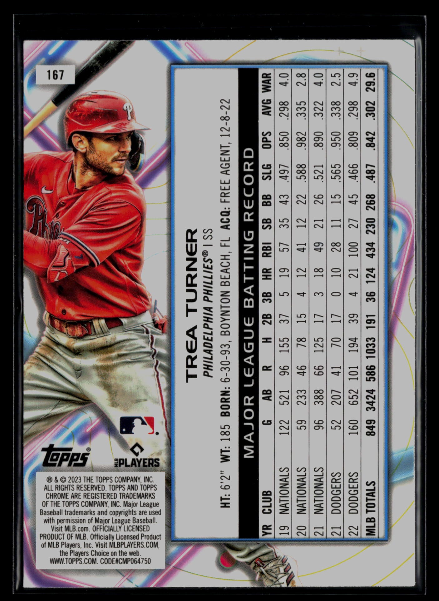 2023 Topps Cosmic Chrome #167 Trea Turner