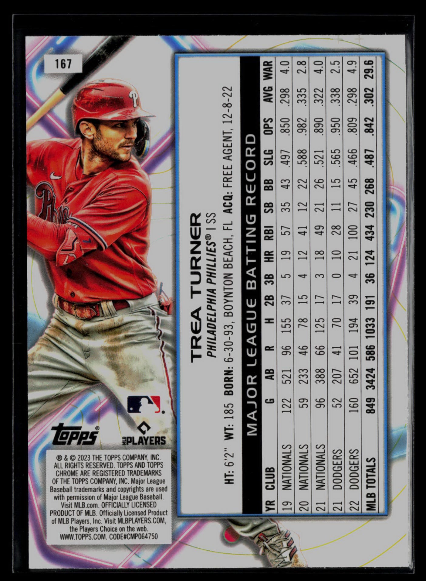 2023 Topps Cosmic Chrome #167 Trea Turner