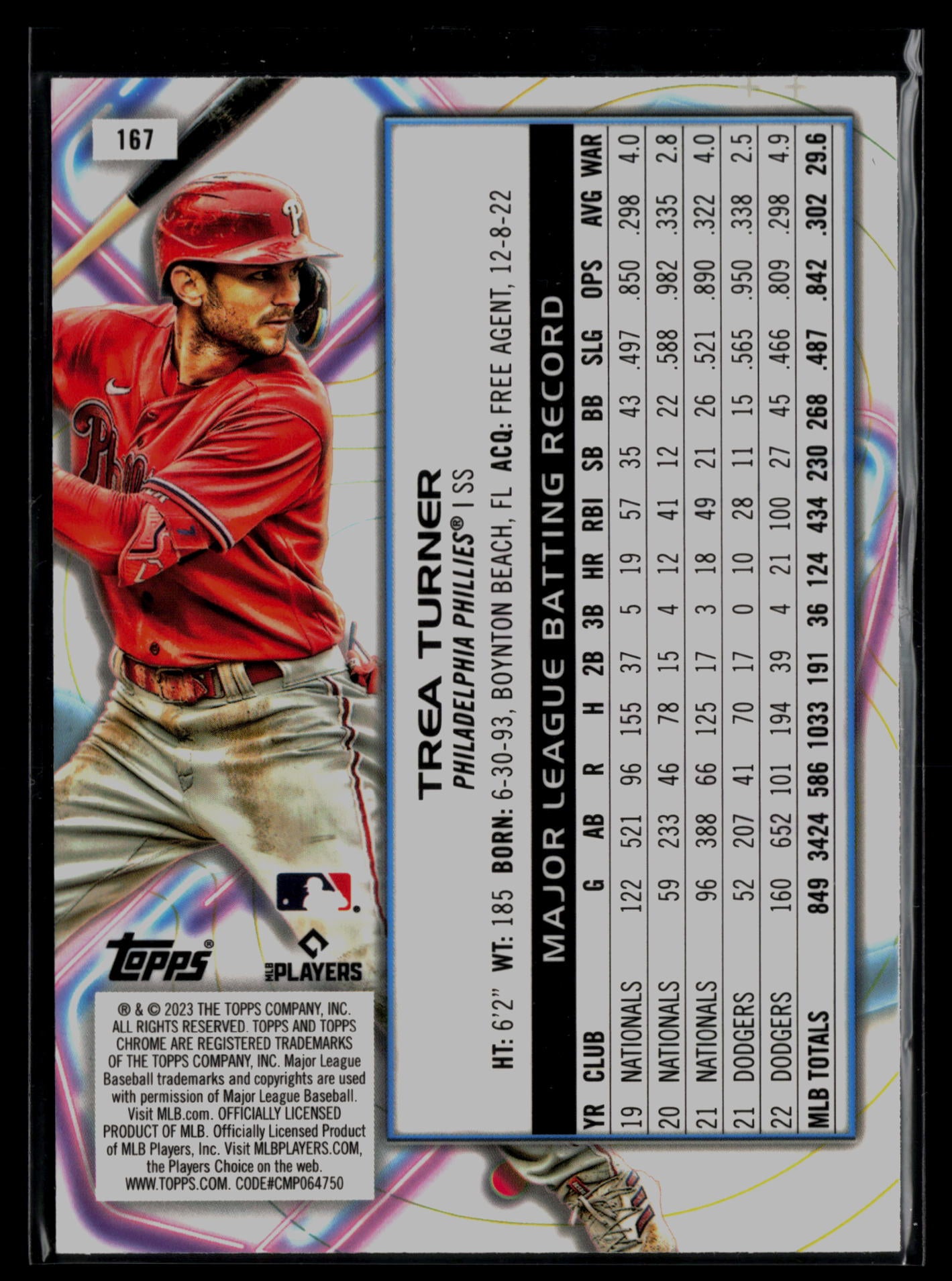 2023 Topps Cosmic Chrome #167 Trea Turner