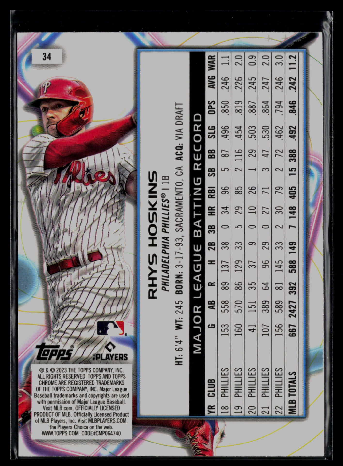 2023 Topps Cosmic Chrome #34 Rhys Hoskins