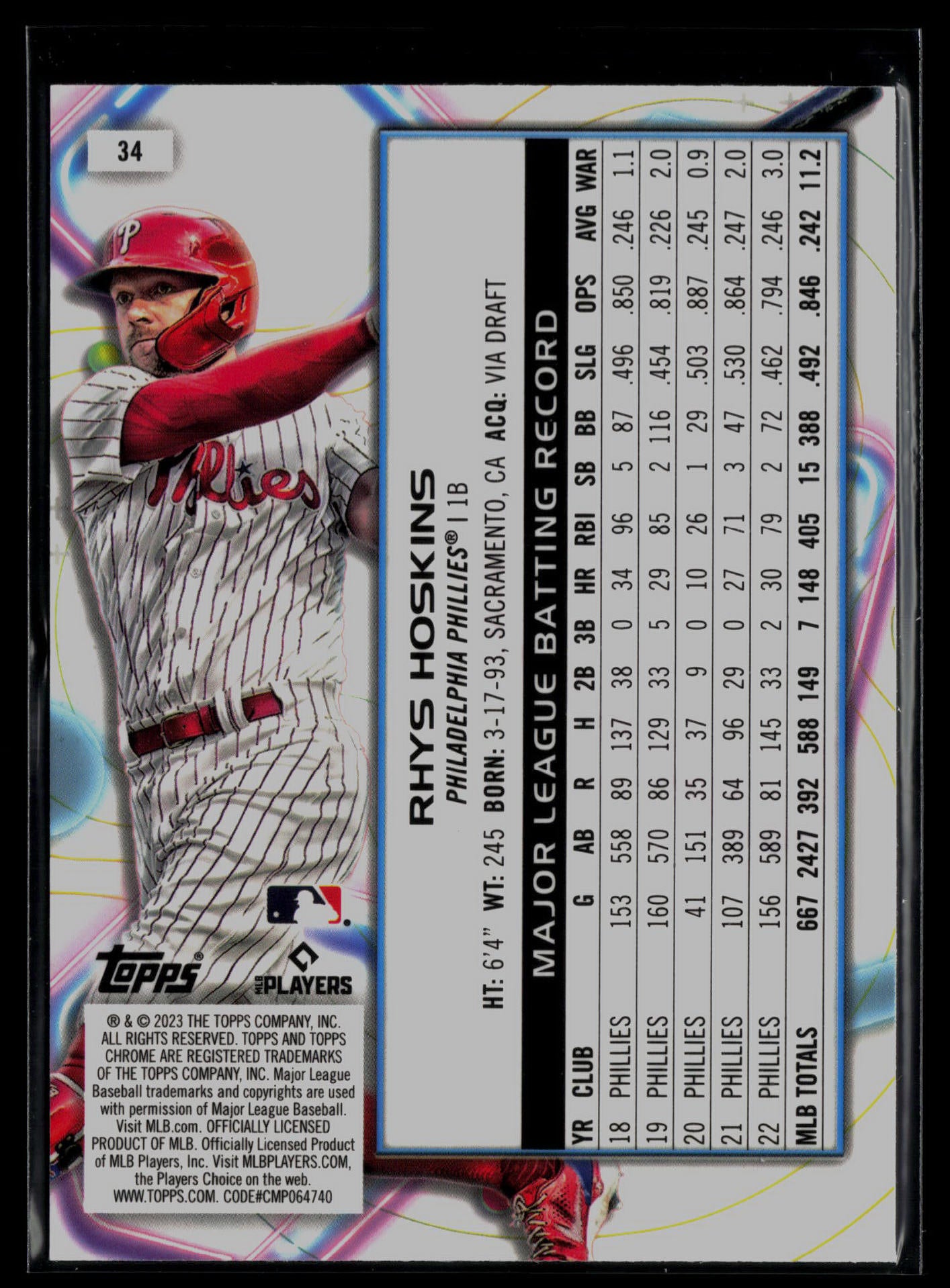 2023 Topps Cosmic Chrome #34 Rhys Hoskins