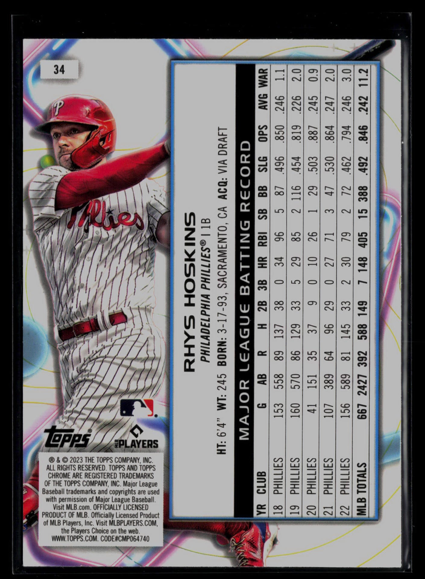 2023 Topps Cosmic Chrome #34 Rhys Hoskins