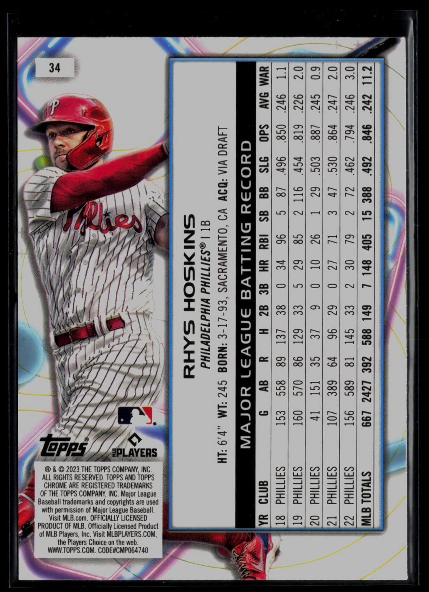 2023 Topps Cosmic Chrome #34 Rhys Hoskins