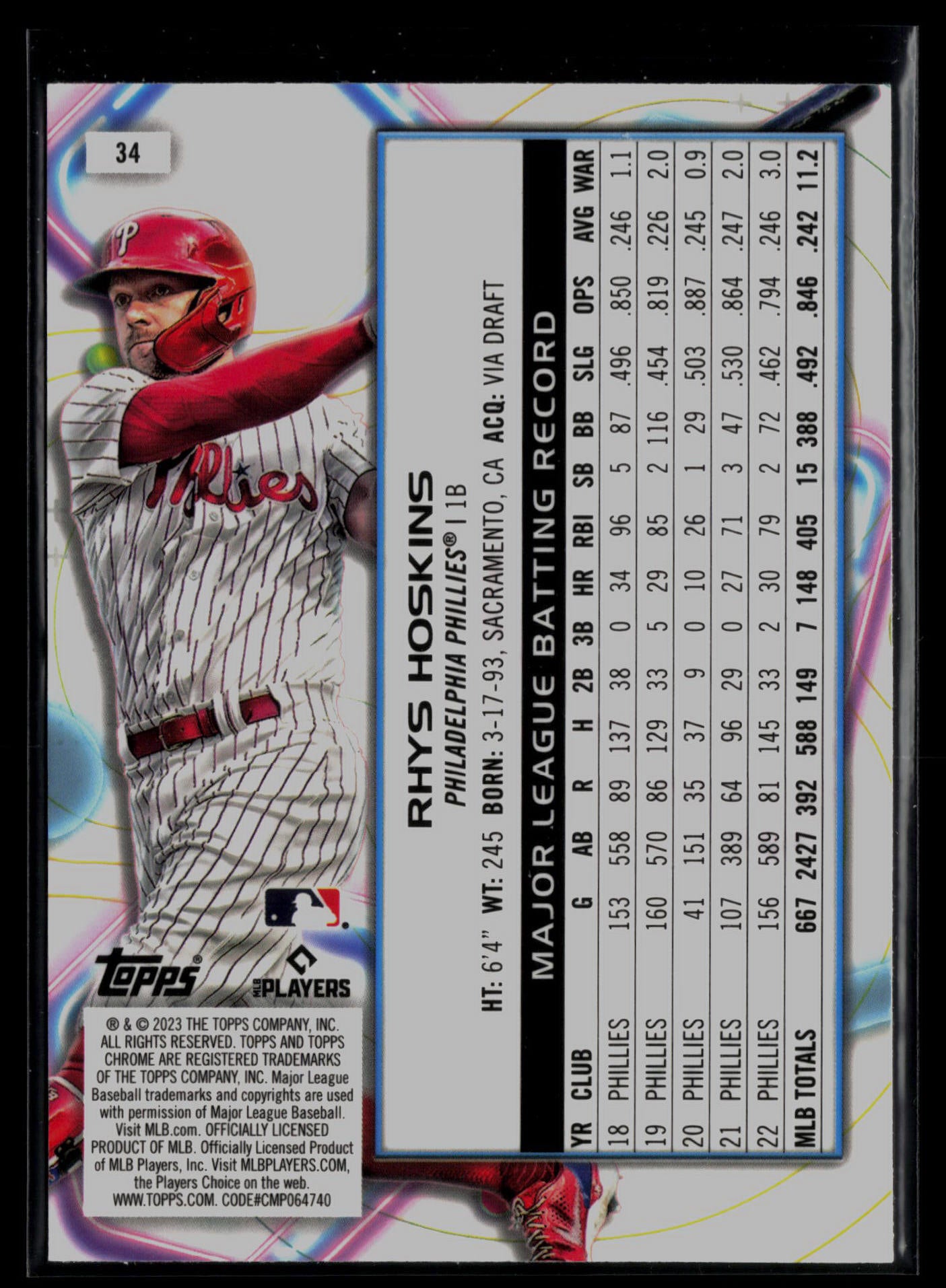 2023 Topps Cosmic Chrome #34 Rhys Hoskins