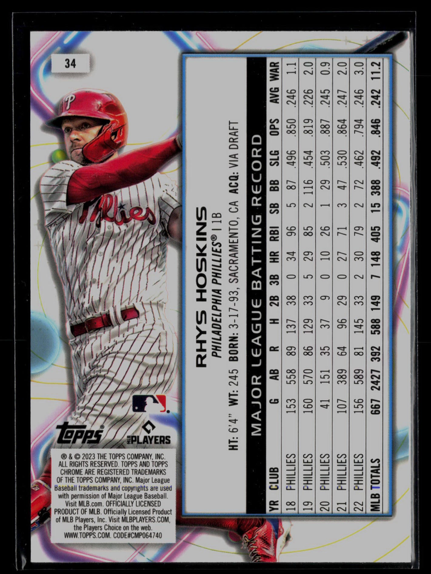 2023 Topps Cosmic Chrome #34 Rhys Hoskins