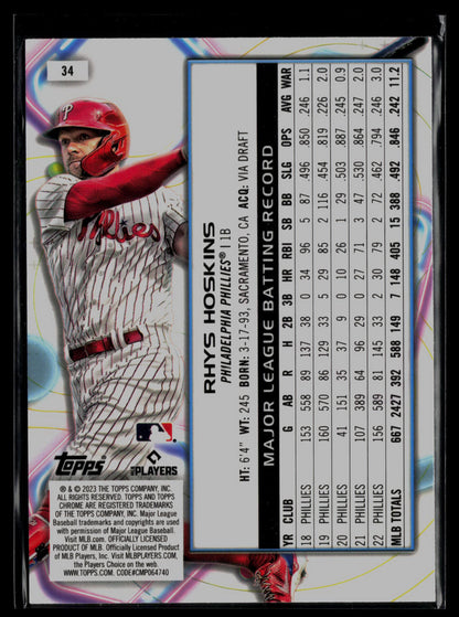 2023 Topps Cosmic Chrome #34 Rhys Hoskins