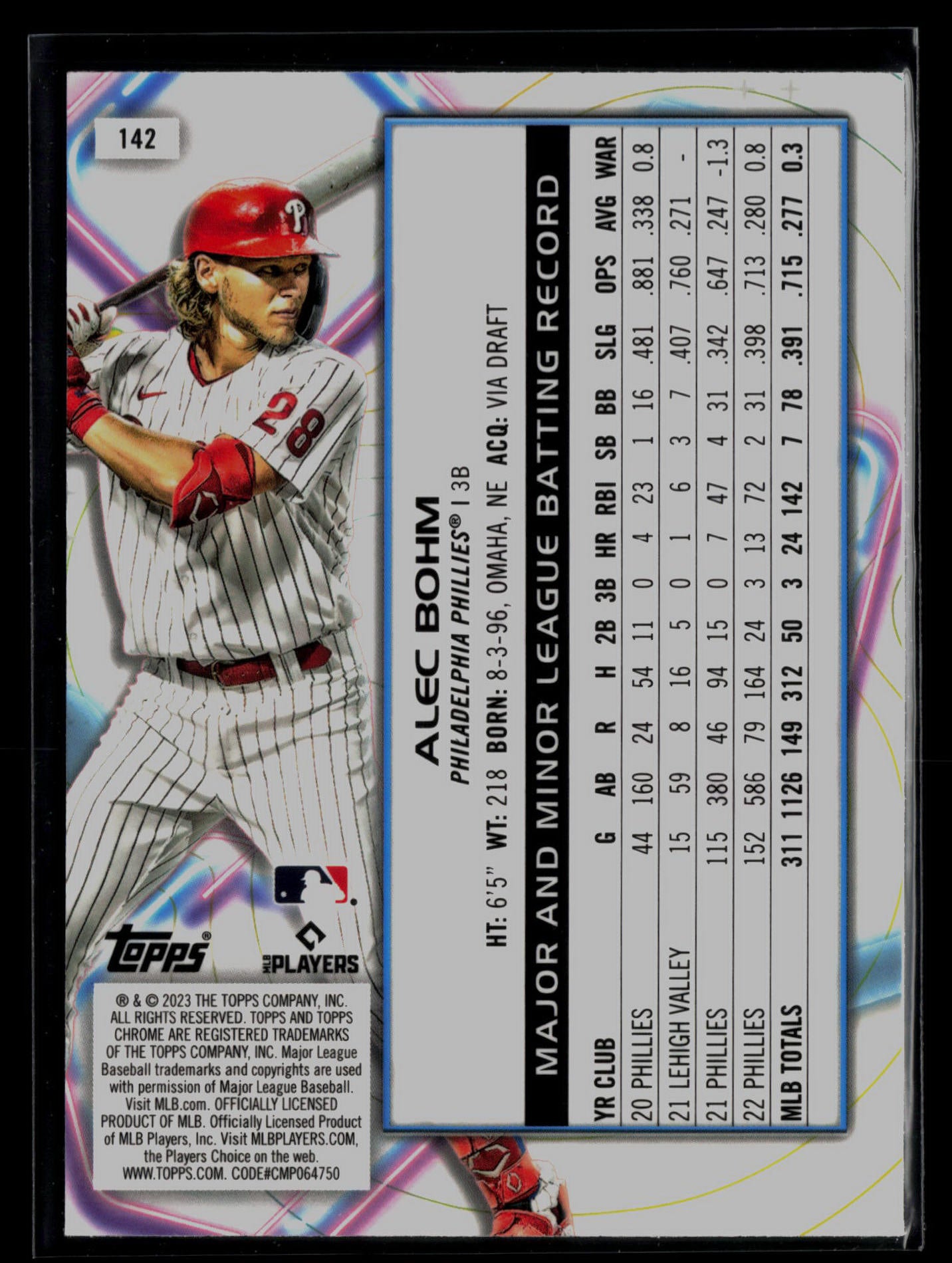 2023 Topps Cosmic Chrome #142 Alec Bohm