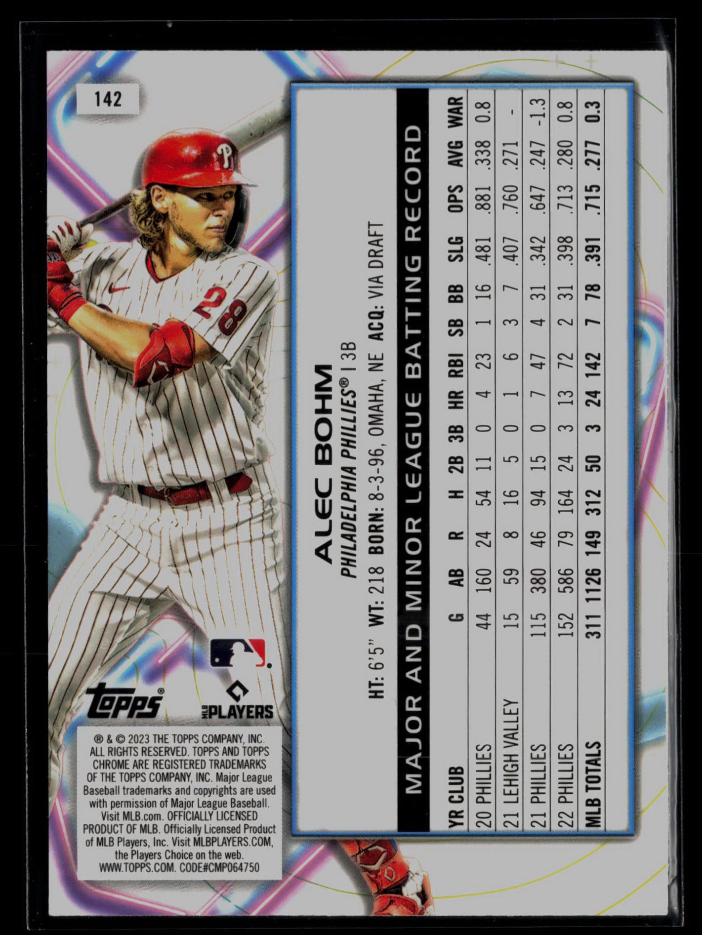 2023 Topps Cosmic Chrome #142 Alec Bohm