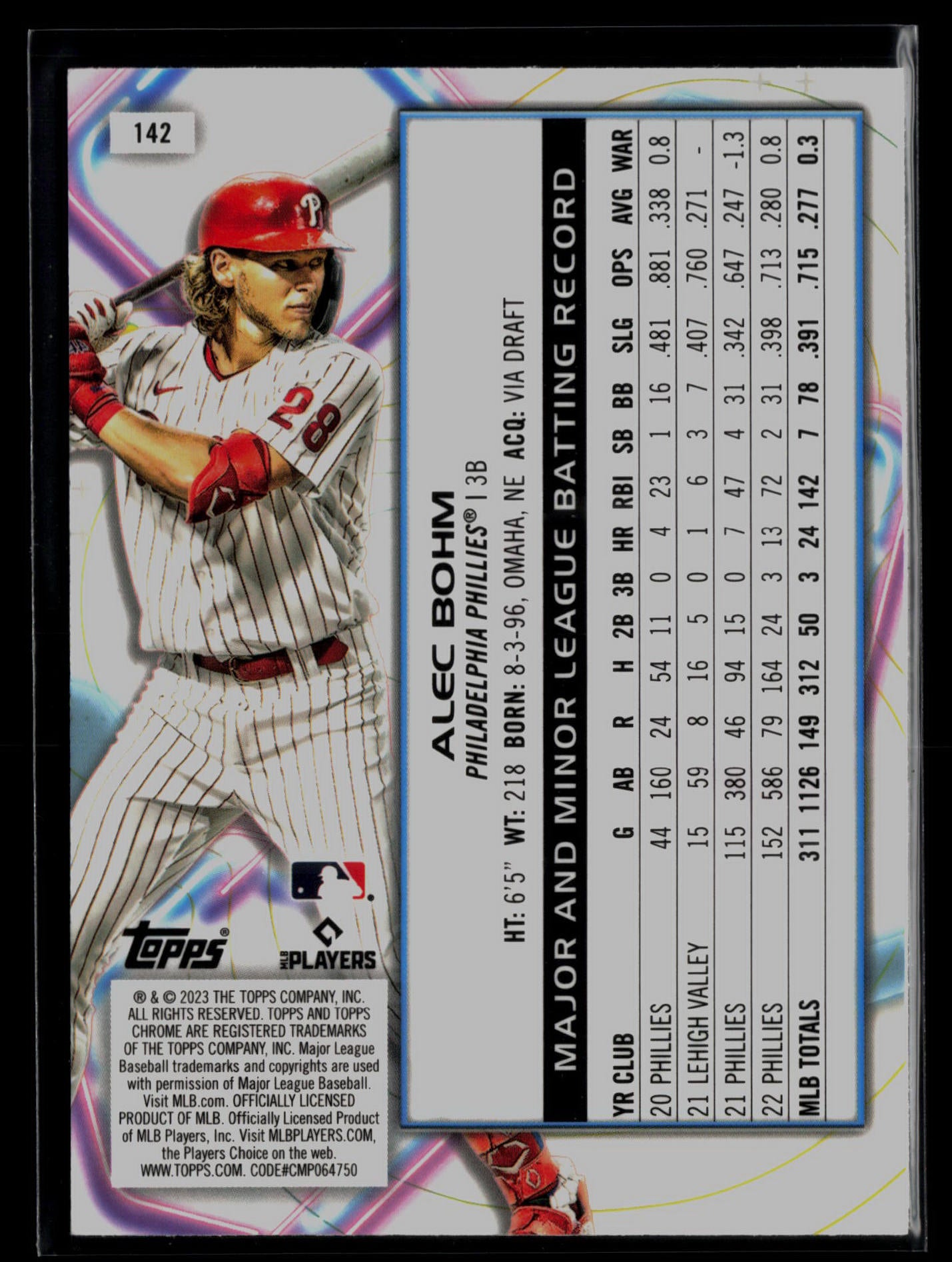 2023 Topps Cosmic Chrome #142 Alec Bohm