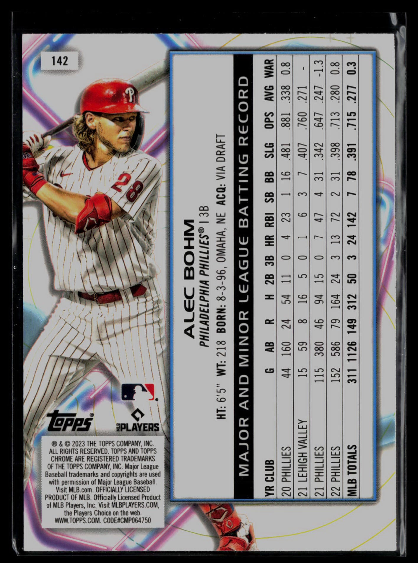 2023 Topps Cosmic Chrome #142 Alec Bohm