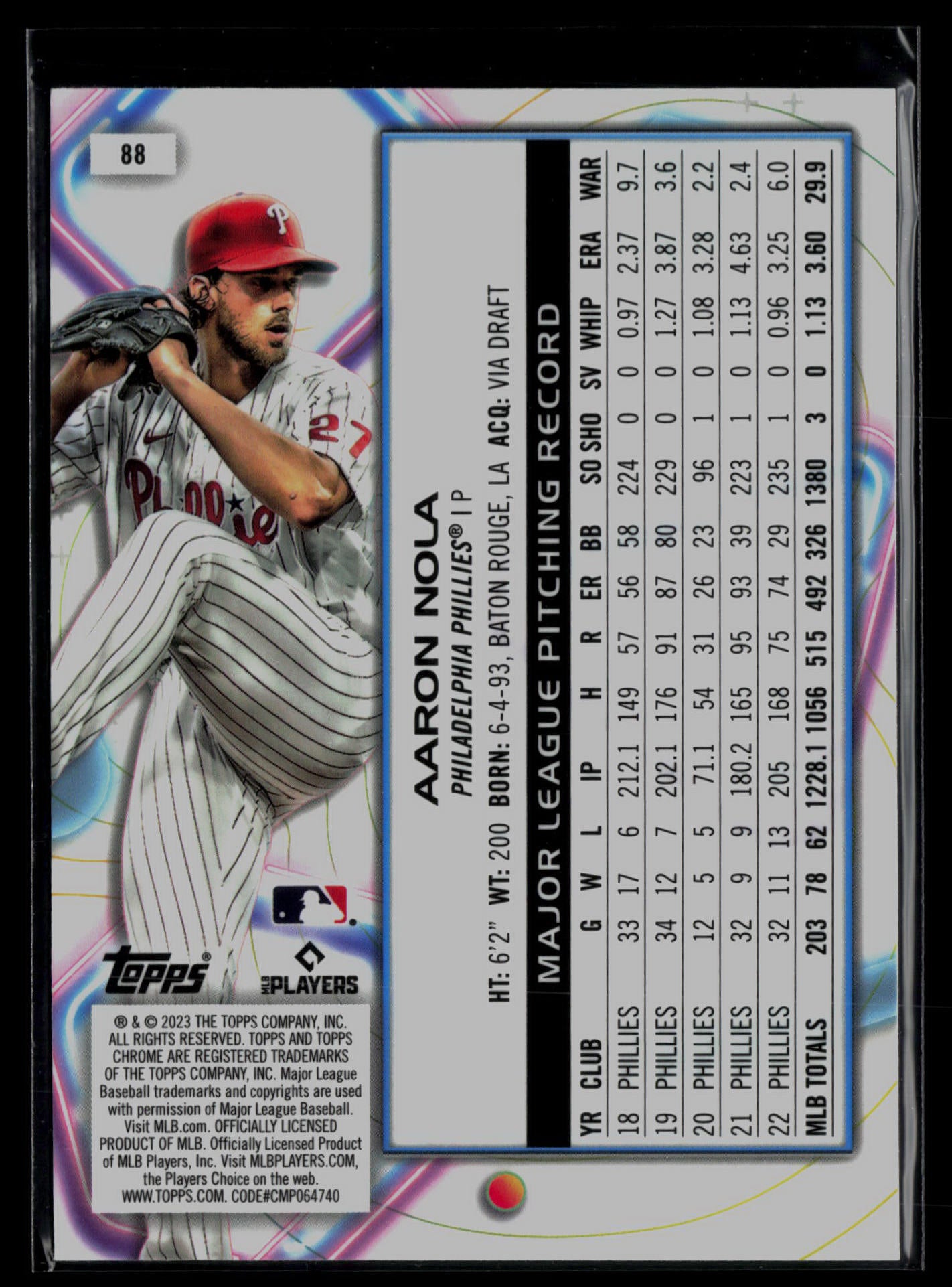 2023 Topps Cosmic Chrome #88 Aaron Nola