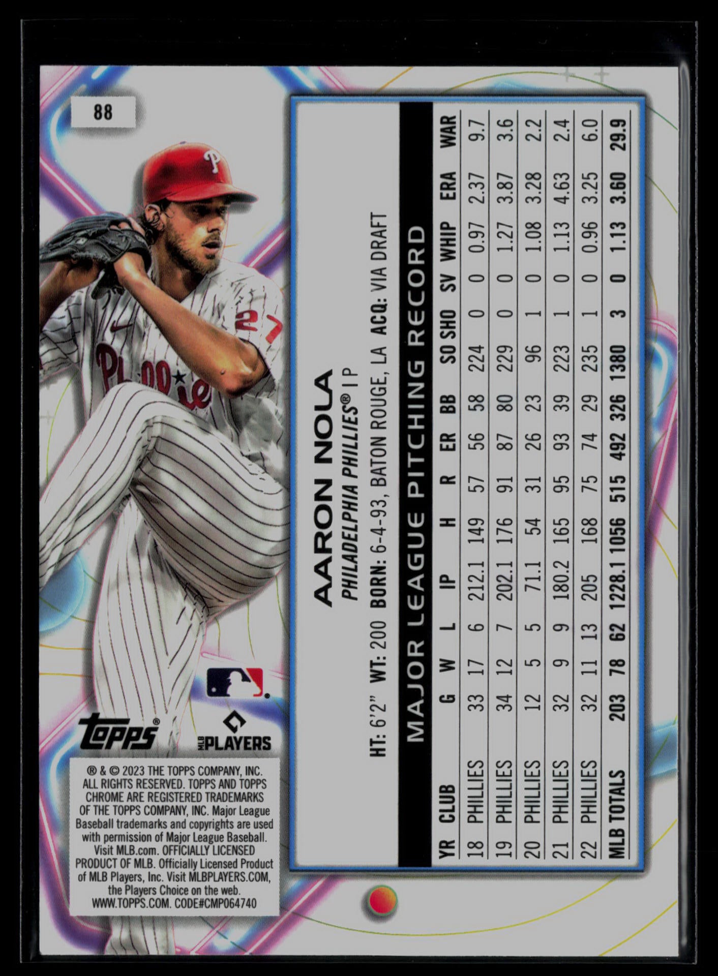 2023 Topps Cosmic Chrome #88 Aaron Nola