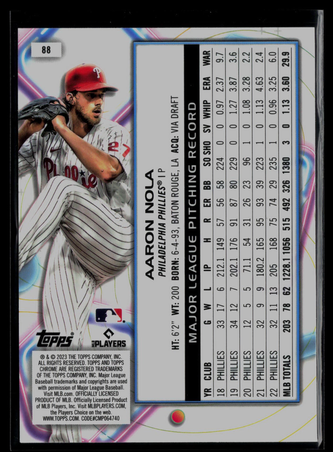 2023 Topps Cosmic Chrome #88 Aaron Nola