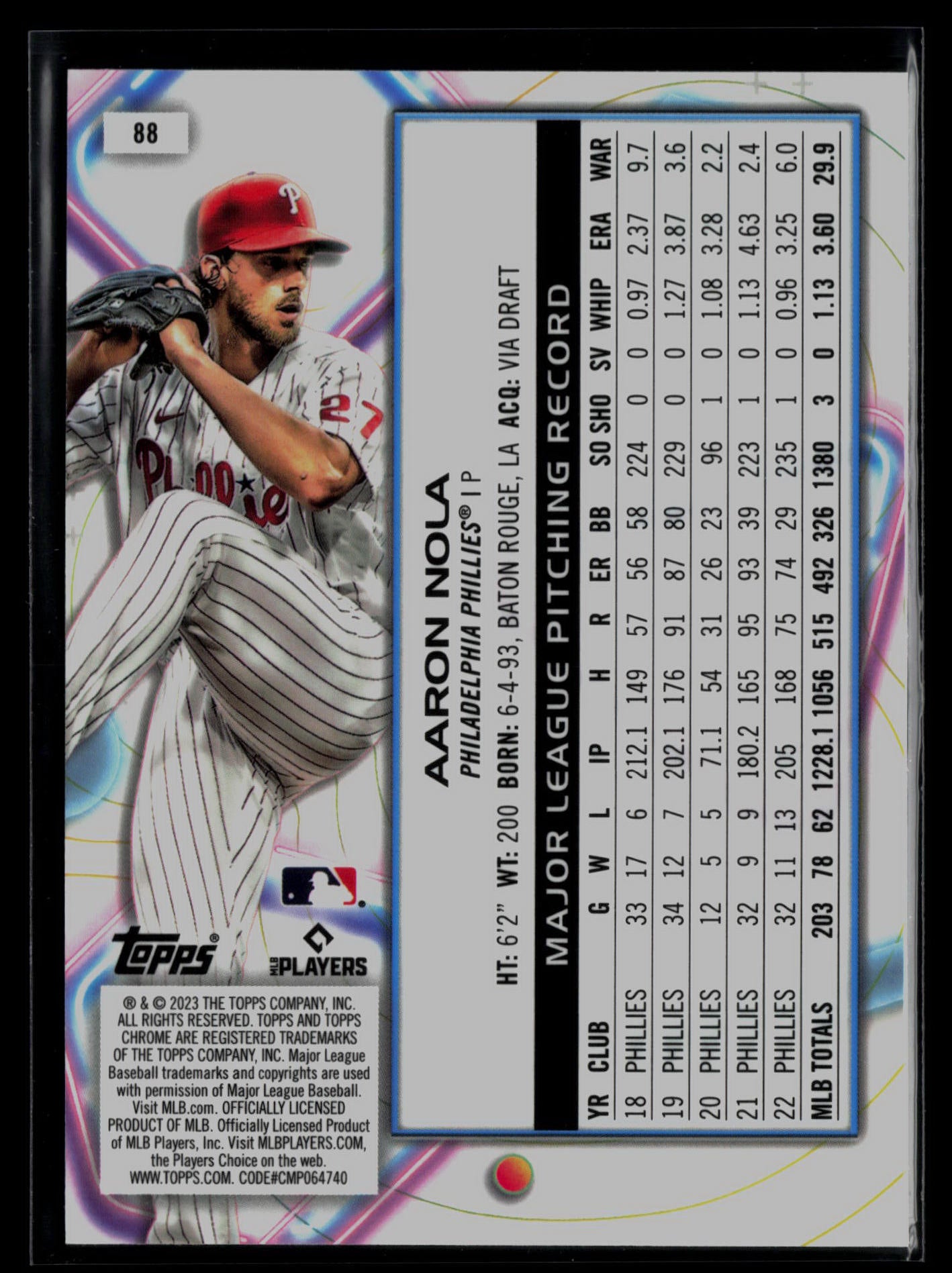 2023 Topps Cosmic Chrome #88 Aaron Nola