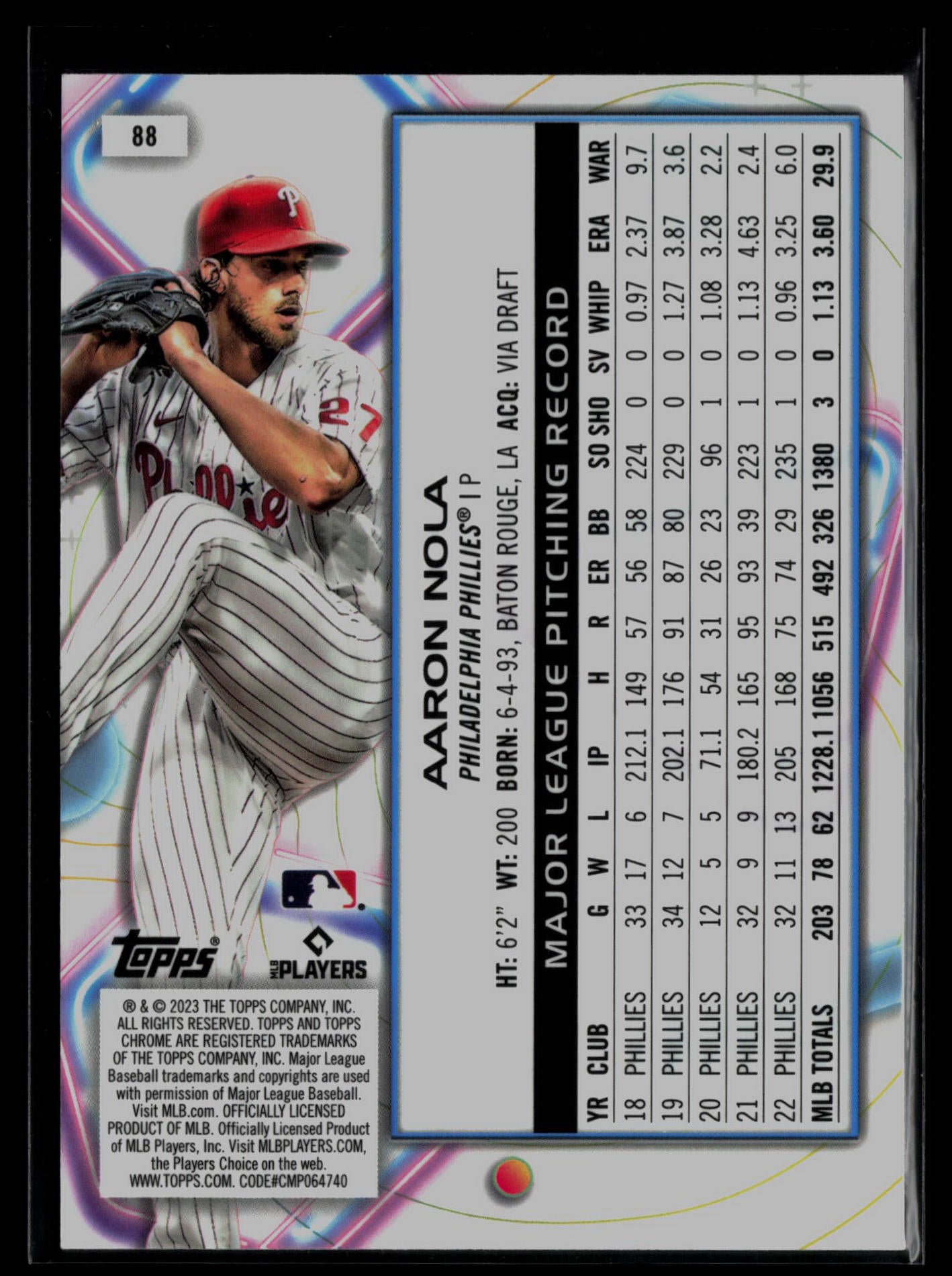 2023 Topps Cosmic Chrome #88 Aaron Nola