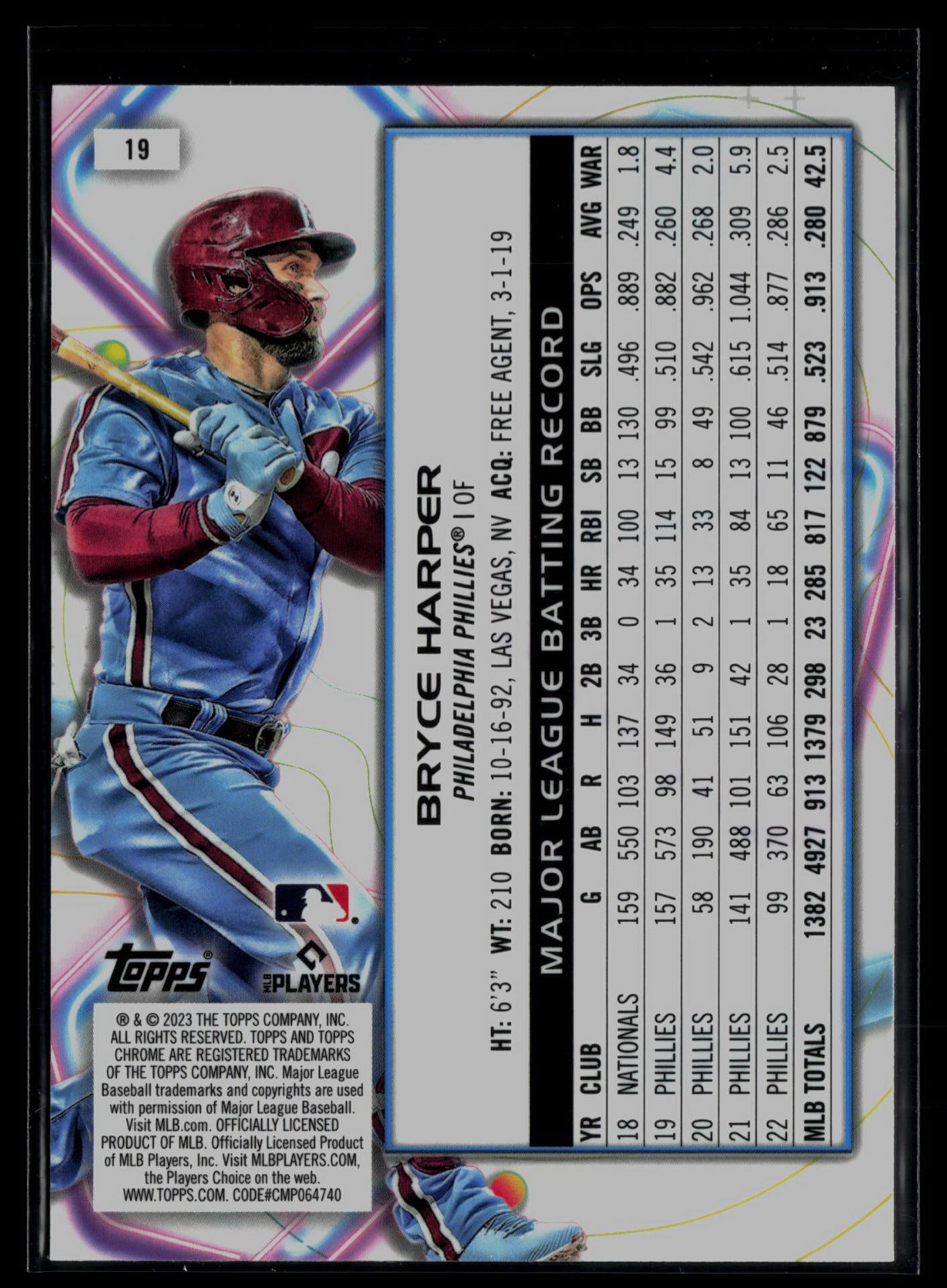 2023 Topps Cosmic Chrome #19 Bryce Harper