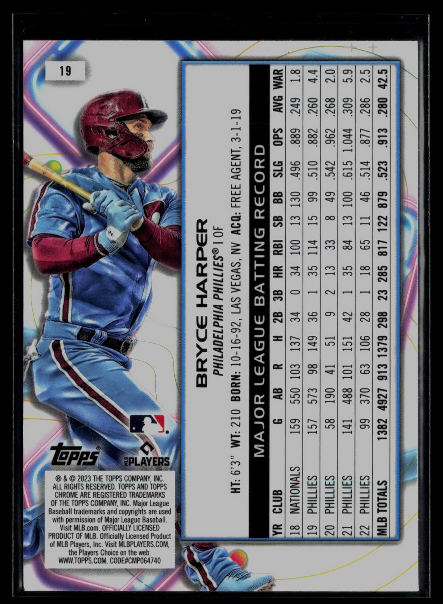 2023 Topps Cosmic Chrome #19 Bryce Harper