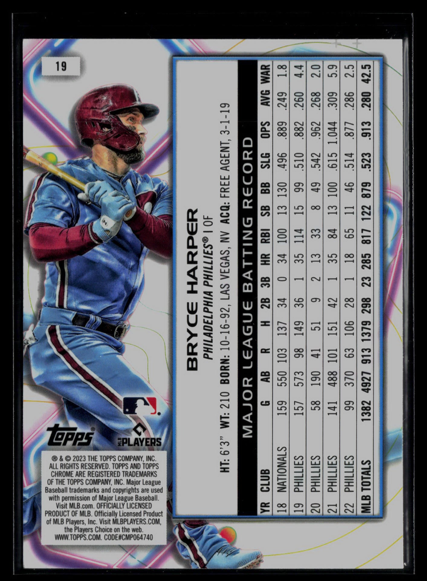 2023 Topps Cosmic Chrome #19 Bryce Harper