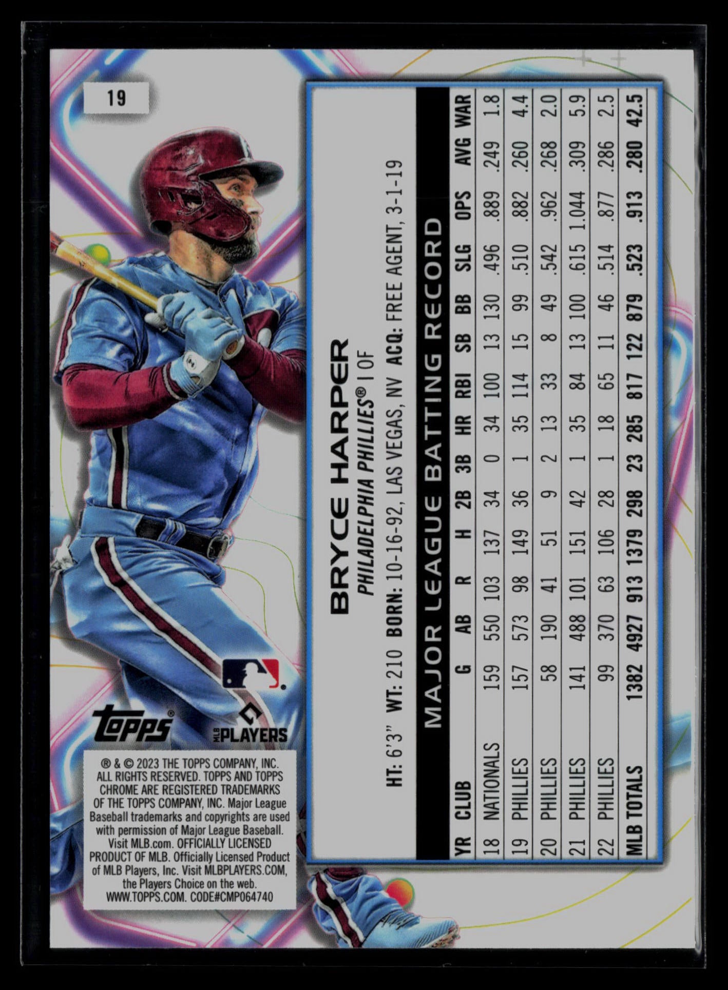 2023 Topps Cosmic Chrome #19 Bryce Harper