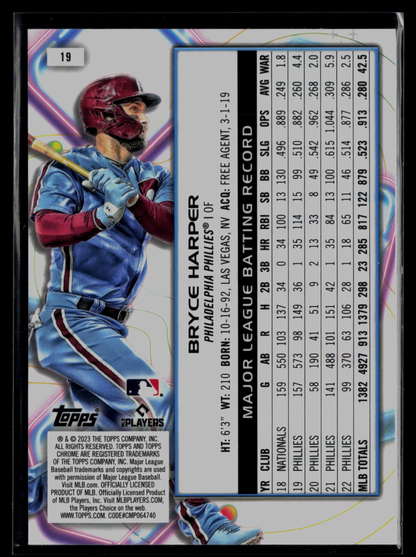 2023 Topps Cosmic Chrome #19 Bryce Harper