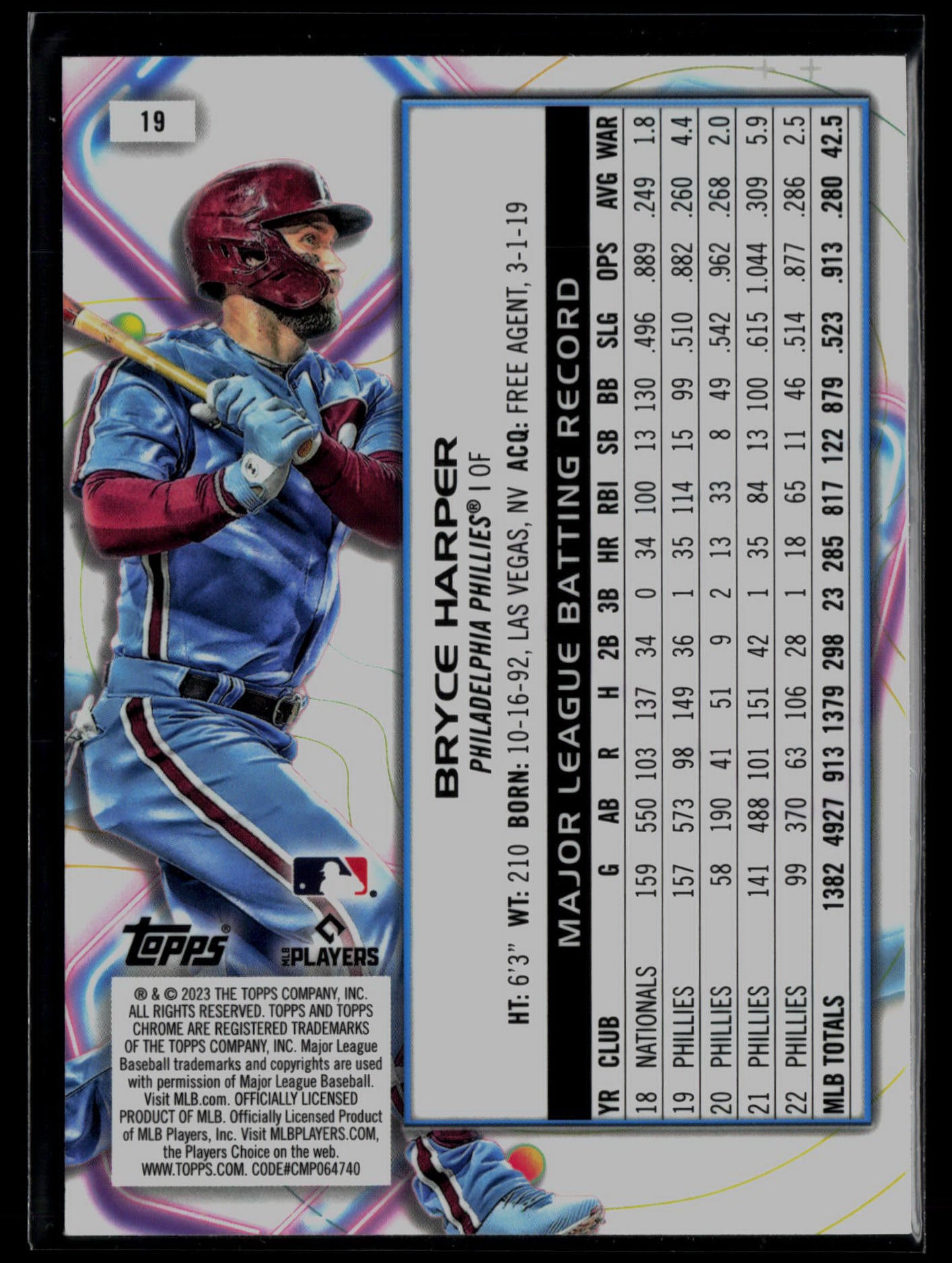 2023 Topps Cosmic Chrome #19 Bryce Harper