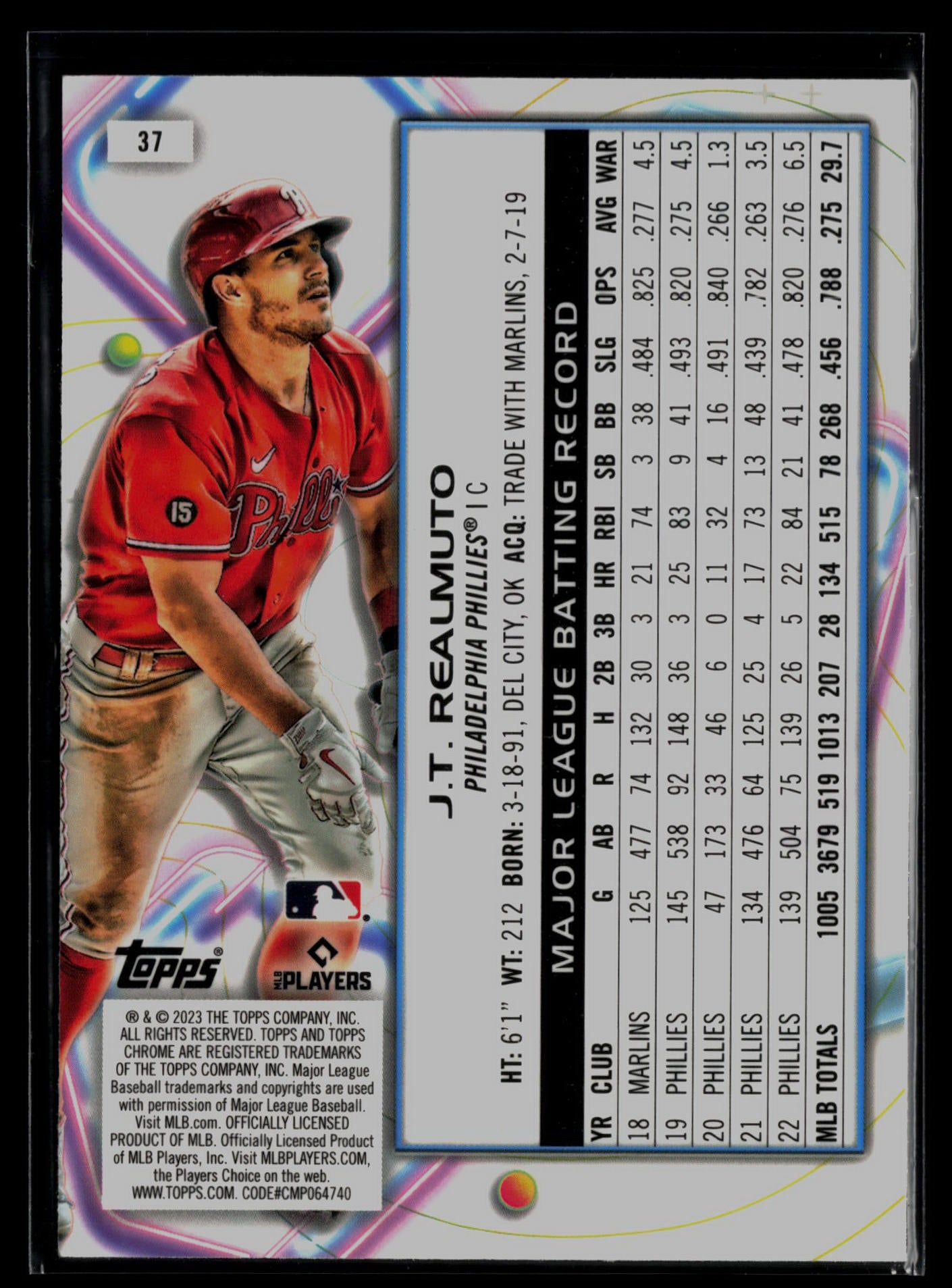 2023 Topps Cosmic Chrome #37 J.T. Realmuto