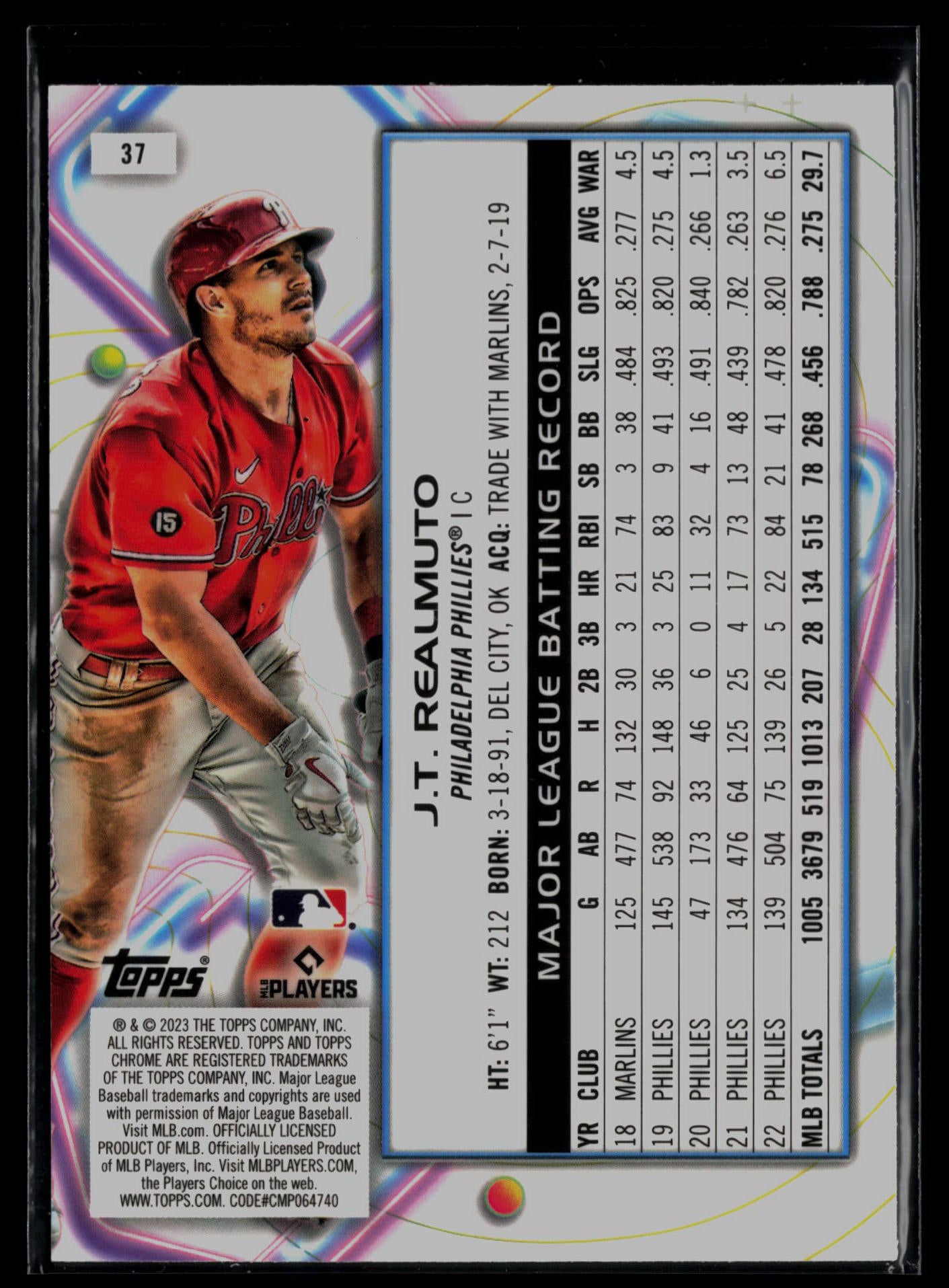 2023 Topps Cosmic Chrome #37 J.T. Realmuto