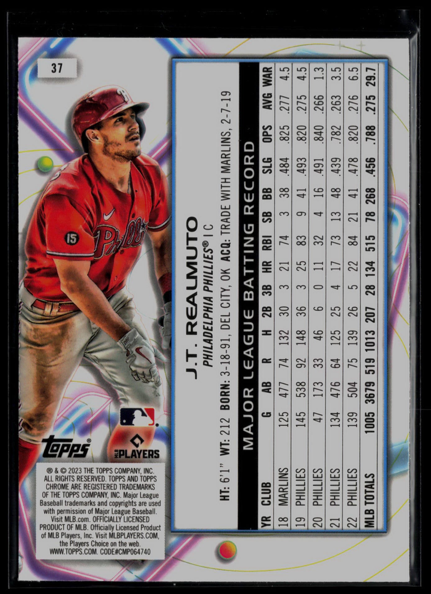 2023 Topps Cosmic Chrome #37 J.T. Realmuto