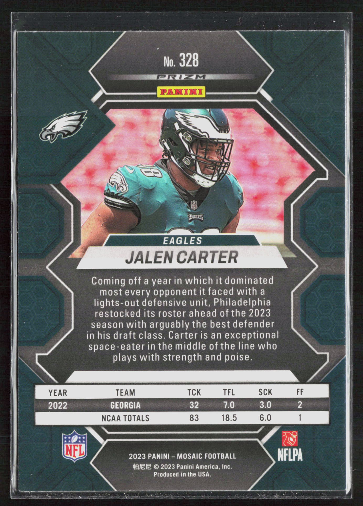 2023 Panini Mosaic #328 Jalen Carter Green Mosaic