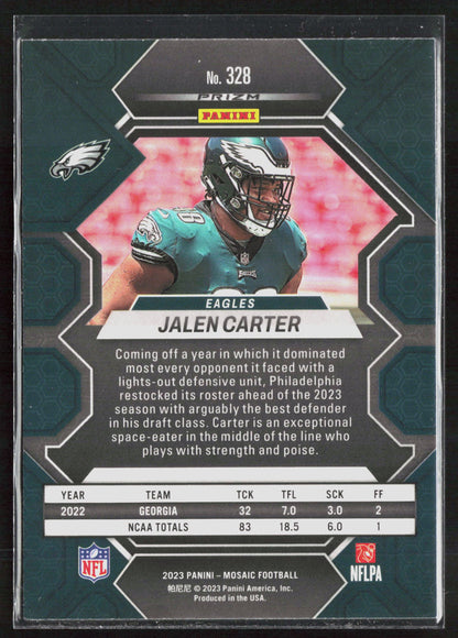 2023 Panini Mosaic #328 Jalen Carter Green Mosaic