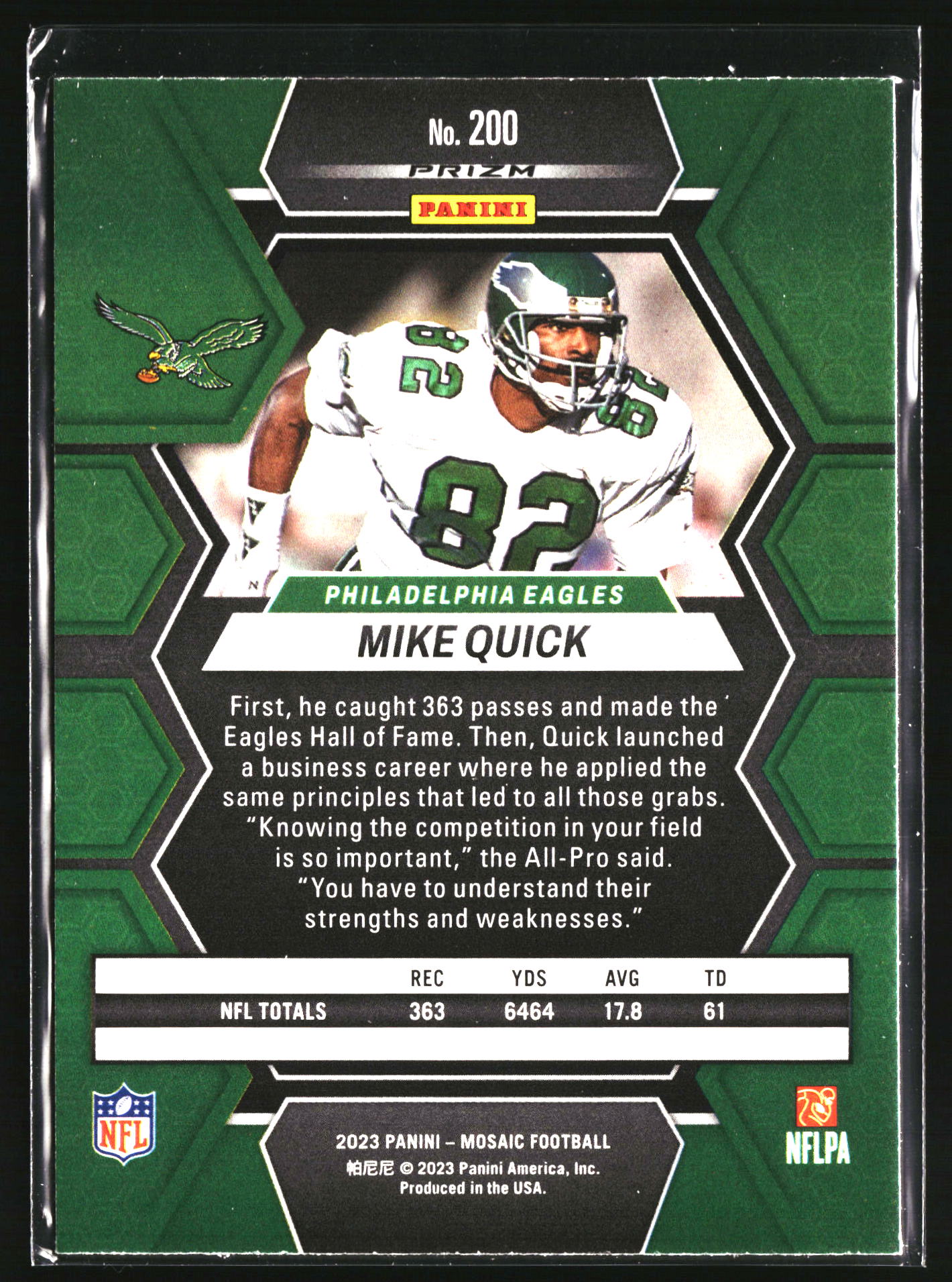 2023 Panini Mosaic #200 Mike Quick Red Mosaic