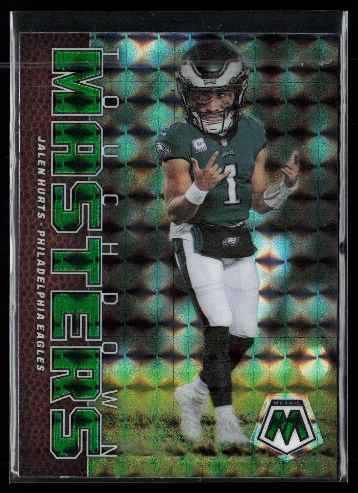 2023 Panini Mosaic #TM-JHT Jalen Hurts Touchdown Masters Mosaic Green