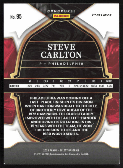 2023 Panini Select #95 Steve Carlton Silver Prizm