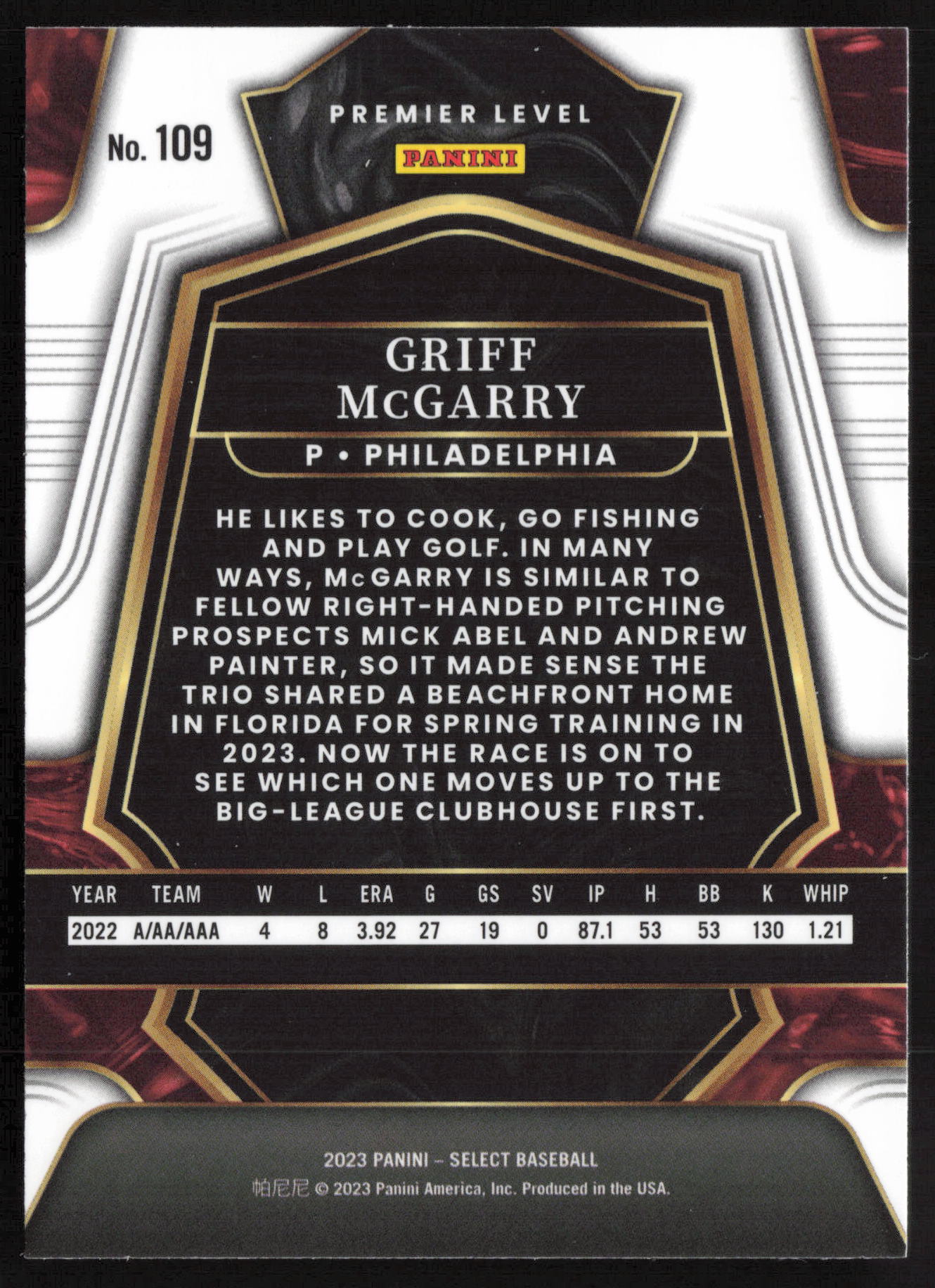 2023 Panini Select #109 Griff McGarry