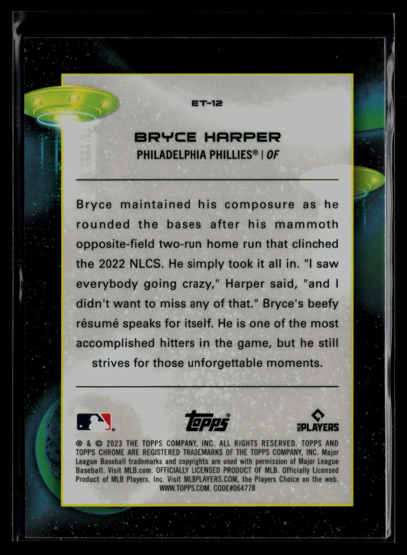 2023 Topps Cosmic Chrome #ET-12 Bryce Harper Extraterrestrial Talent