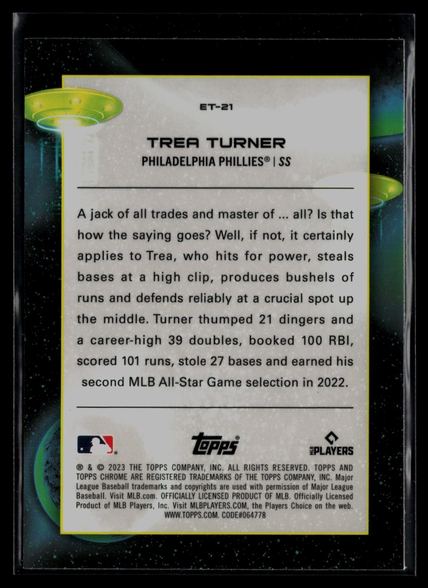 2023 Topps Cosmic Chrome #ET-21 Trea Turner Extraterrestrial Talent