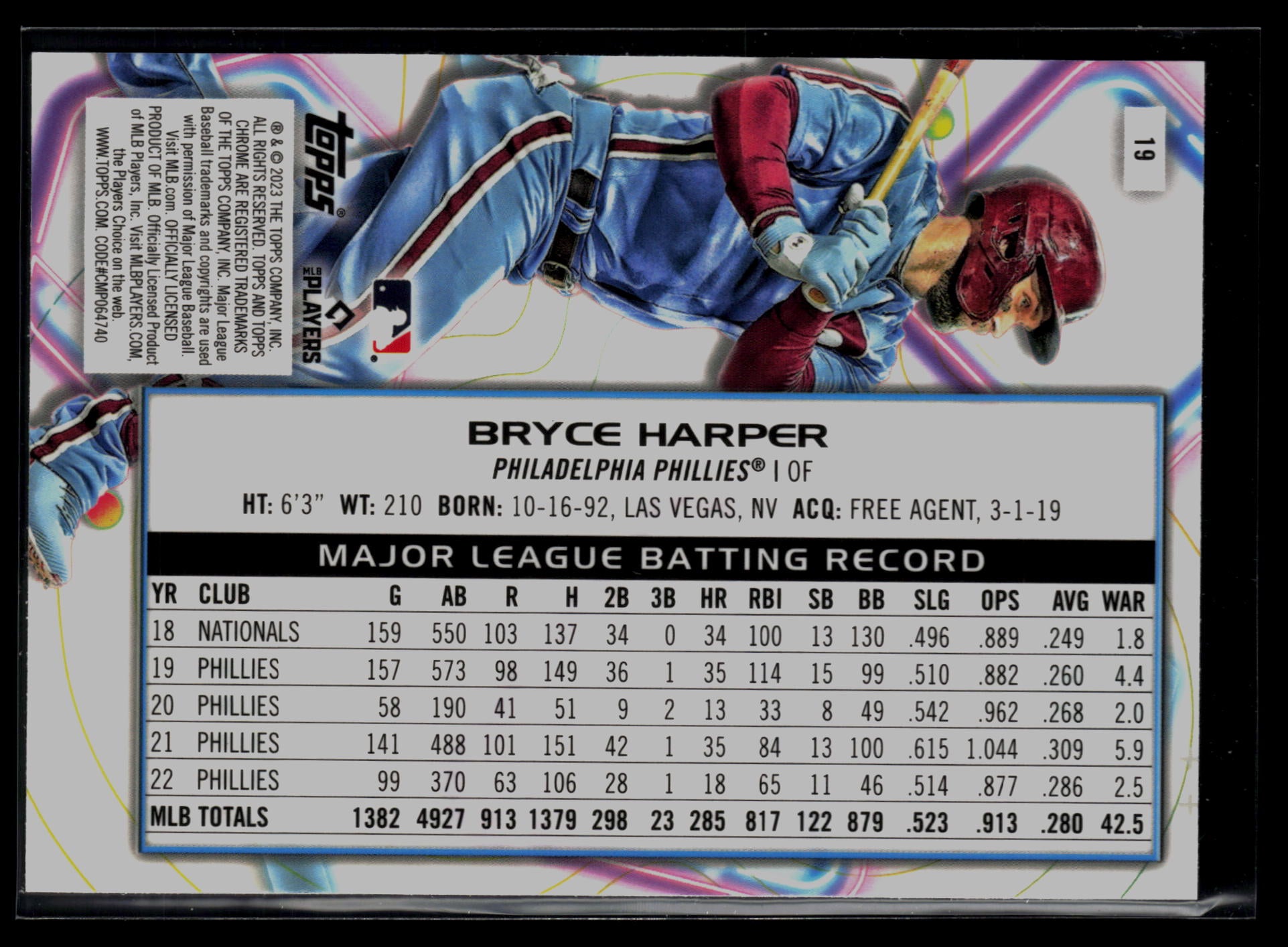 2023 Topps Cosmic Chrome #19 Bryce Harper Nucleus Refractor