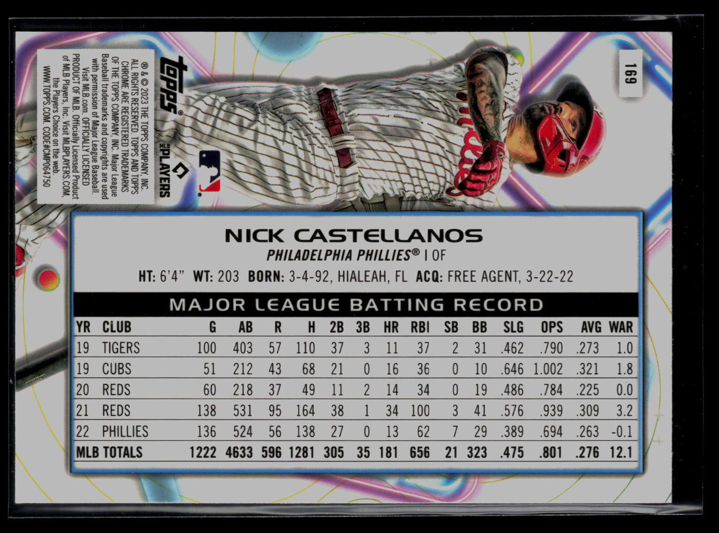 2023 Topps Cosmic Chrome #169 Nick Castellanos Nucleus Refractor