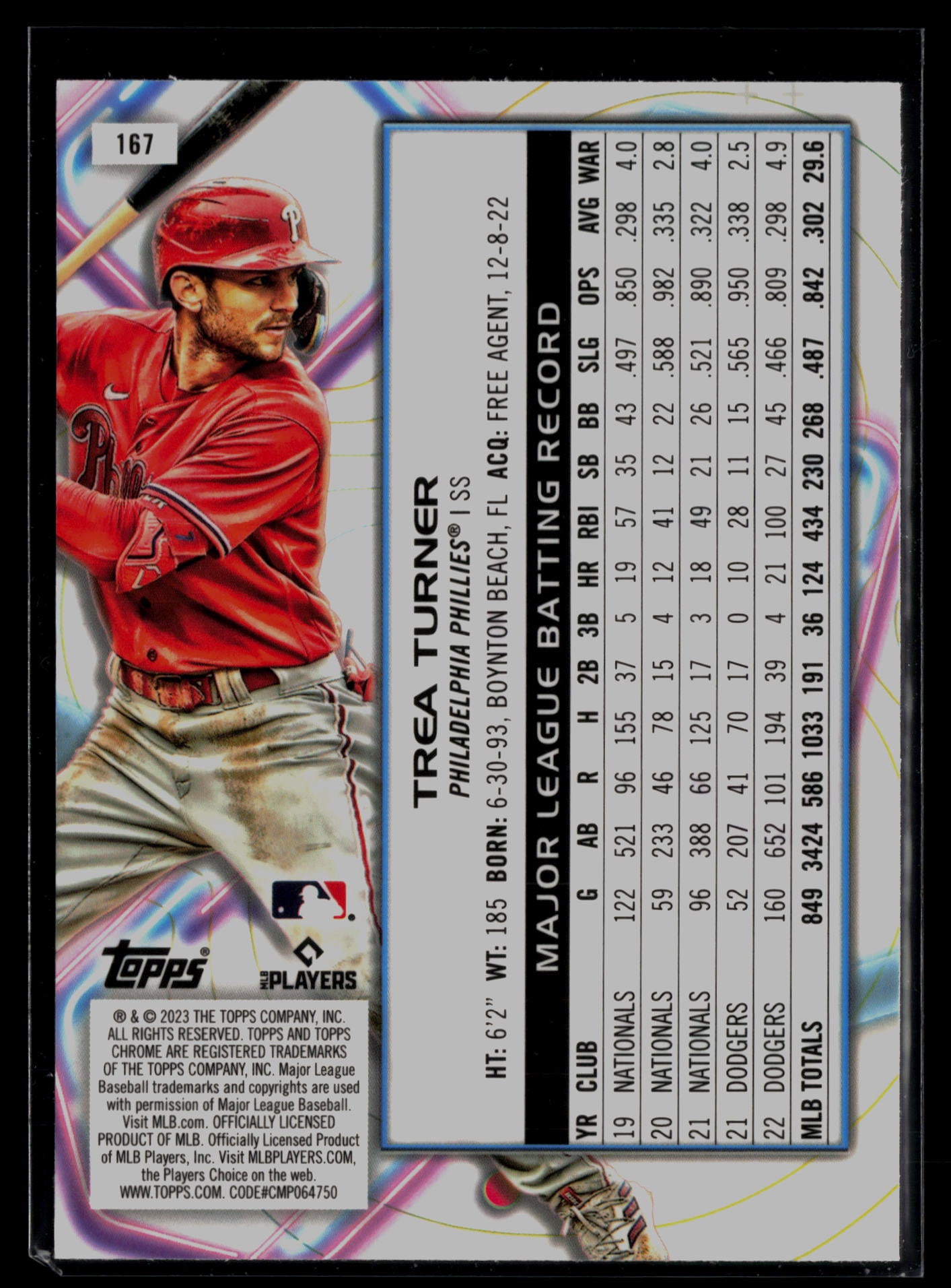 2023 Topps Cosmic Chrome #167 Trea Turner Nucleus Refractor