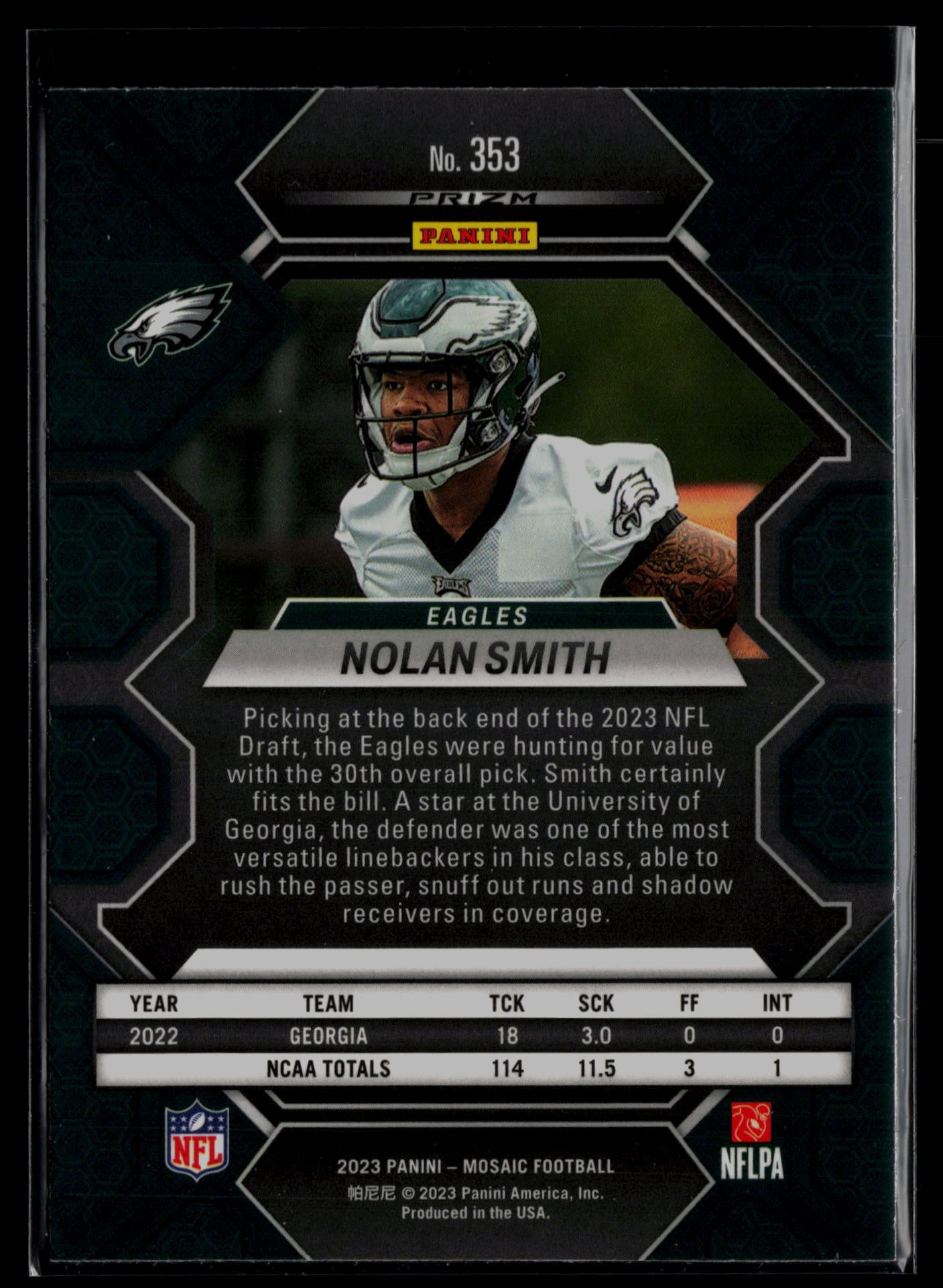 2023 Panini Mosaic #353 Nolan Smith Reactive Blue Mosaic