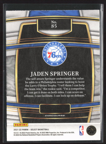 2021-22 Panini Select #85 Jaden Springer Blue (Retail Base)