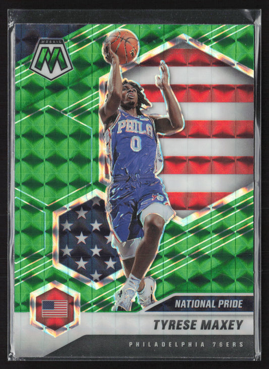 2020-21 Panini Mosaic #259 Tyrese Maxey Mosaic Green